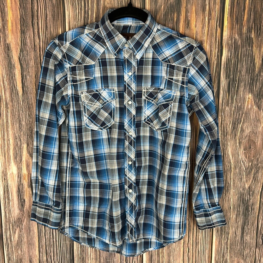Boys Pintlar Plaid Button Down Shirt- Larger